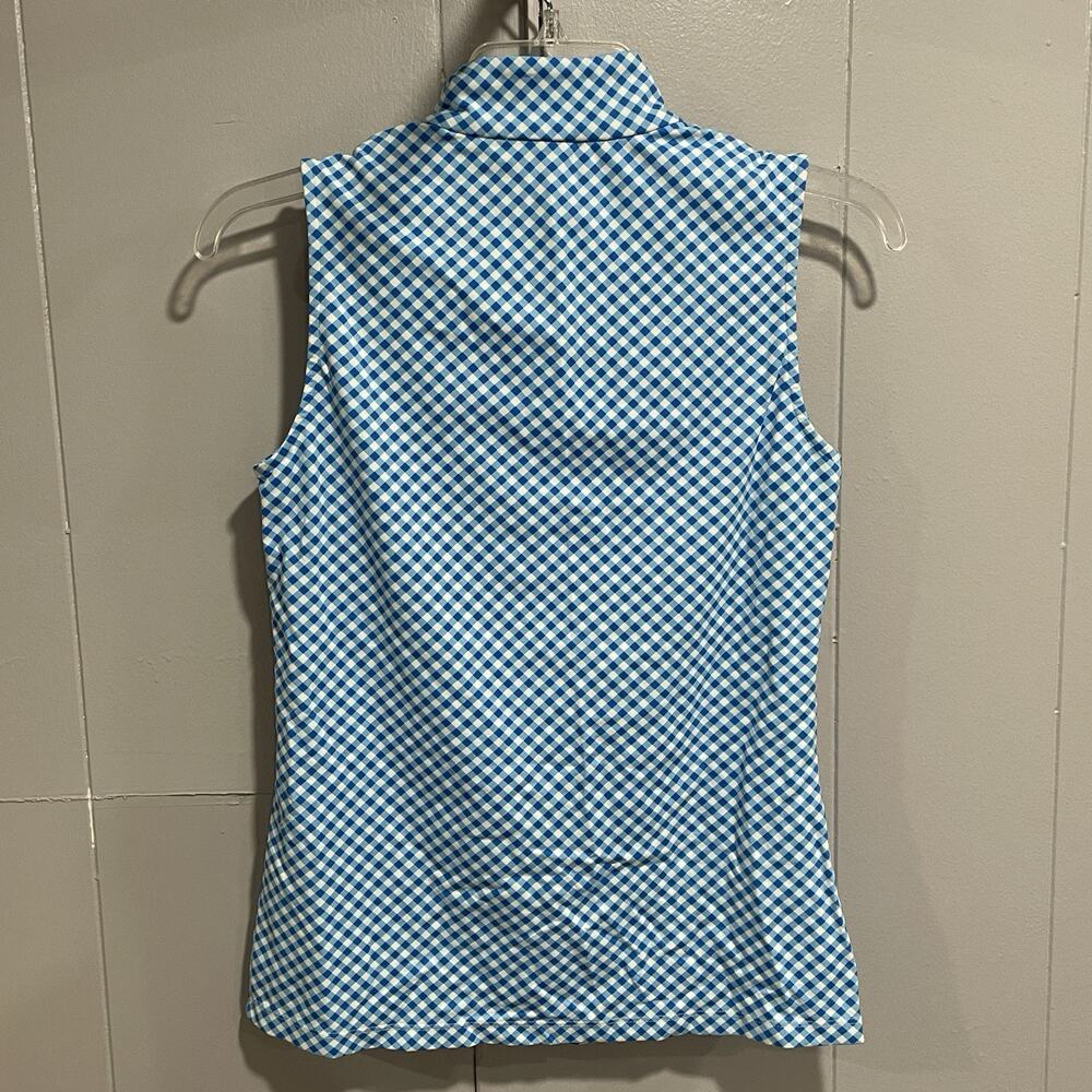 J McLaughlin Catalina Cloth Quarter Zip Gingham Levels Top XS Tennis Preppy - Picture 2 of 5